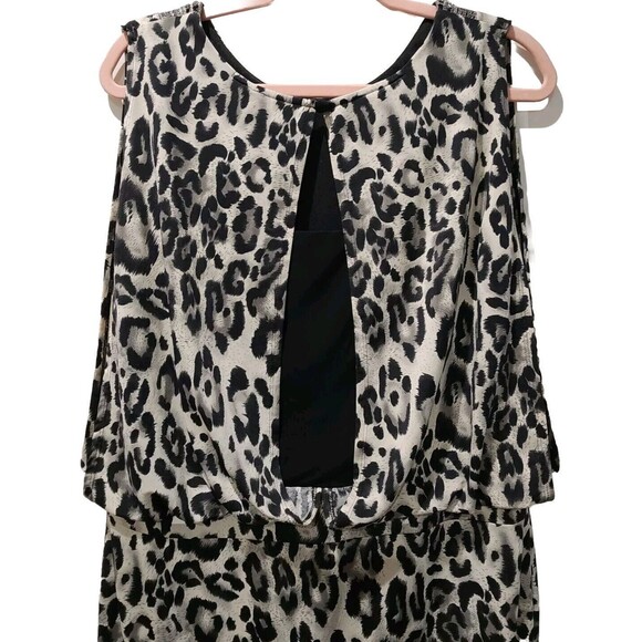 Dressbarn‎ Collection Leopard Print Dress Lined Embellished Size 16 Black Tan - Picture 7 of 12